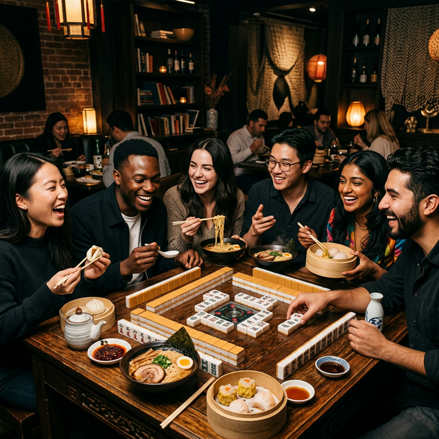 Teman-teman bermain mahjong